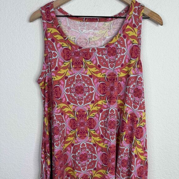 Soft Surroundings Dress Womens Petite Large Floral Abstract Sleeveless Boho Maxi - Picture 3 of 8